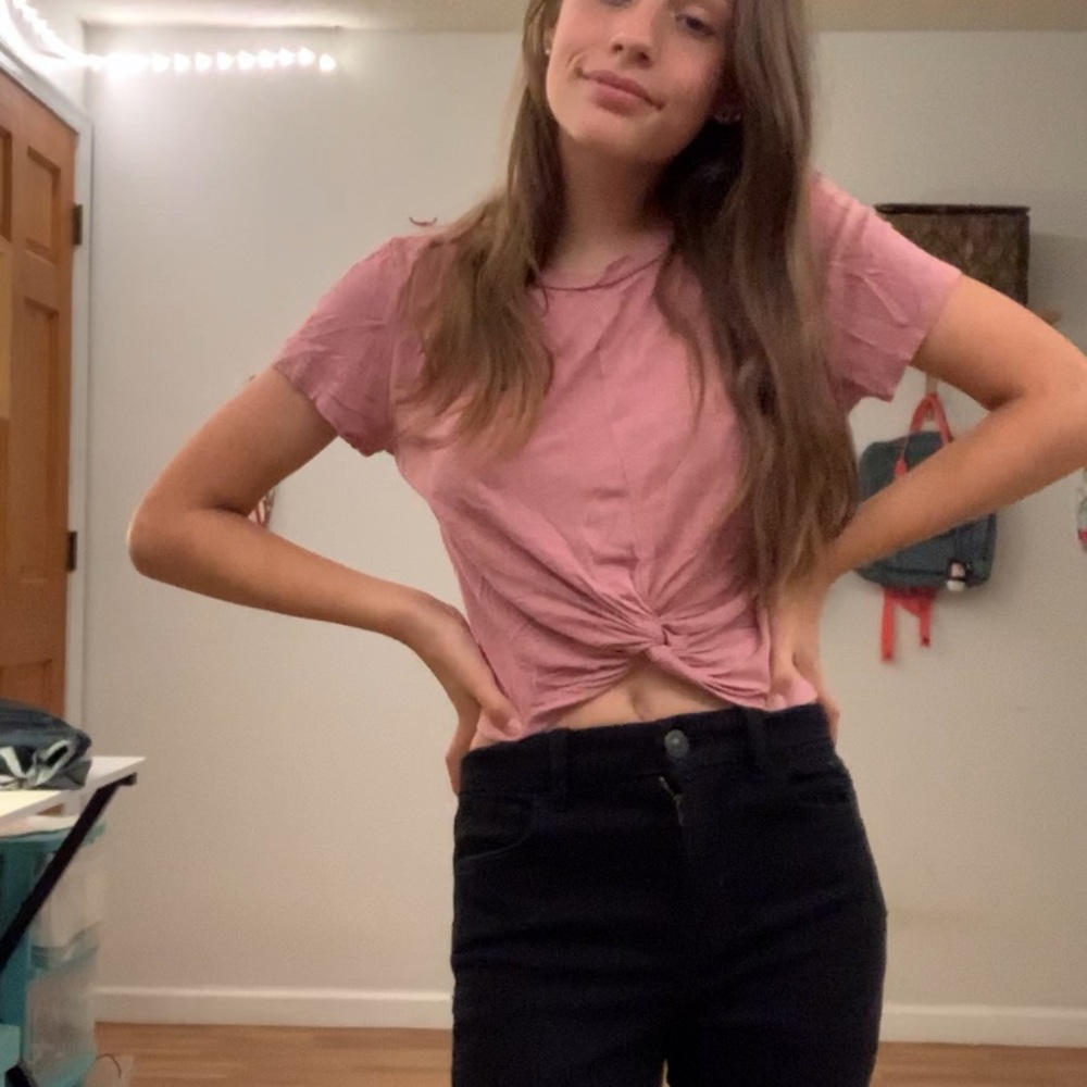 Light pink knot crop top